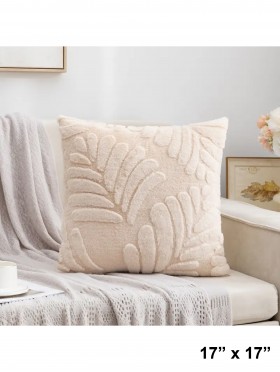 Leaf Pattern Soft Wool Fleece Feeling Cushion & Filler